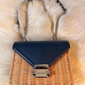 Michael Kors Blue and Tan Crossbody Bag